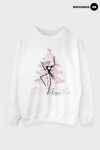 Brands In White Nightmare Before Christmas Tree Pink Women White Sweatshirt (K68871) | £36