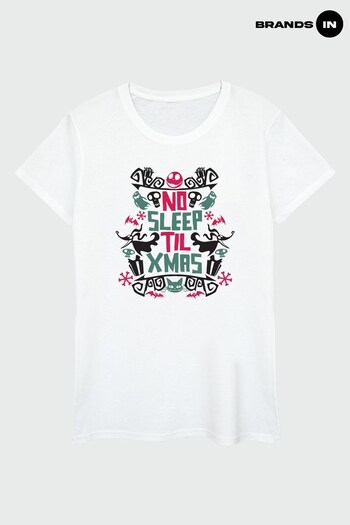 Brands In White Nightmare Before Christmas No Sleep Red Women White T-Shirt (K68872) | £24