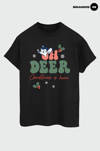 Brands In Black Bambi Oh Deer Women Black Boyfriend Fit T-Shirt (K68880) | £23