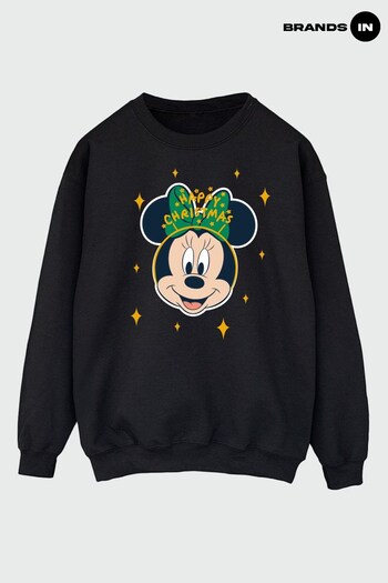 Brands In Black Minnie Mouse Happy Christmas Women Black Sweatshirt (K68885) | £36