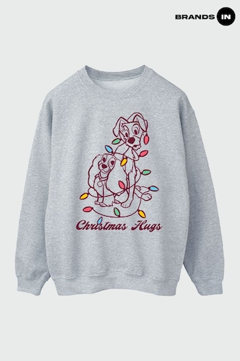 Brands In Grey Lady And The Tramp Christmas Hugs Women Heather Grey Sweatshirt (K68897) | £36
