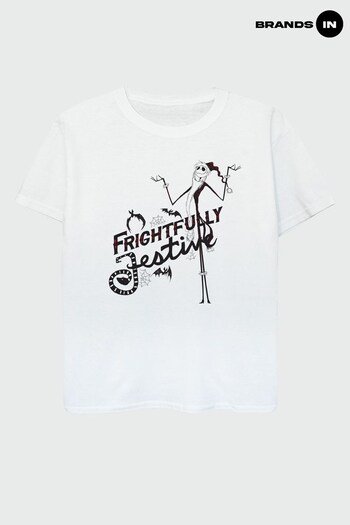Brands In White Nightmare Before Christmas Frightfully Festive Boys White T-Shirt (K68917) | £17
