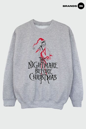 Brands In Grey Nightmare Before Christmas Santa Boys Heather Grey Sweatshirt (K68922) | £24
