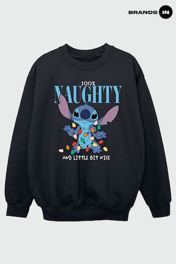 Brands In Black Lilo & Stitch Naughty & Nice Boys Black Sweatshirt (K68924) | £24