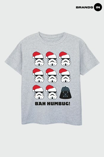 Brands In Grey Star Wars Christmas Humbug SMITH Heather Grey T-Shirt (K68938) | £17