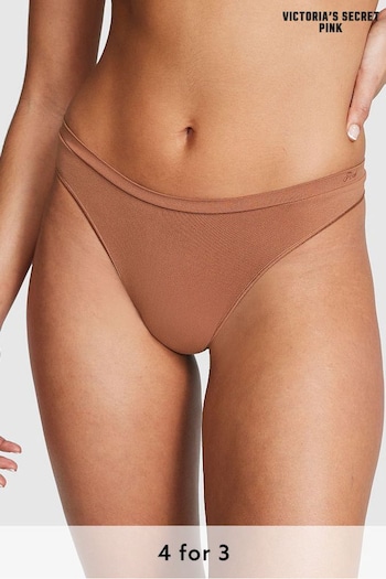 Victoria's Secret PINK Caramel Nude Seamless Thong Knickers (K68974) | £9