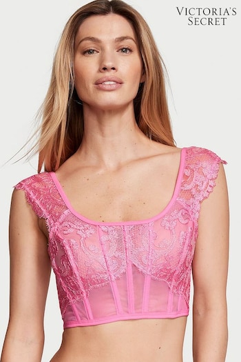 Victoria's Secret Tickled Pink Boho Floral Corset Bra Top (K68976) | £69