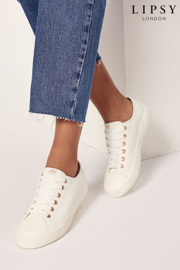 Lipsy White Low top Lace Up Trainer (K69211) | £28