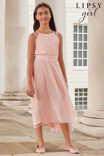 Lipsy Pink Embellished Strap Midi Occasion Dress (K69263) | £50 - £58
