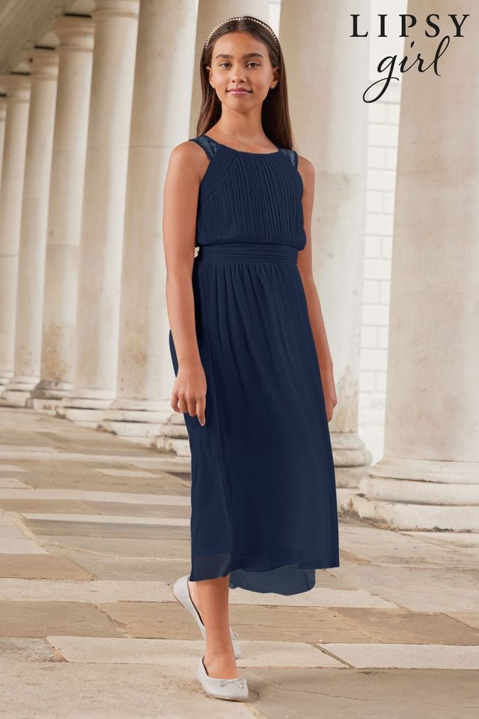 Navy flower new arrivals girl dresses uk