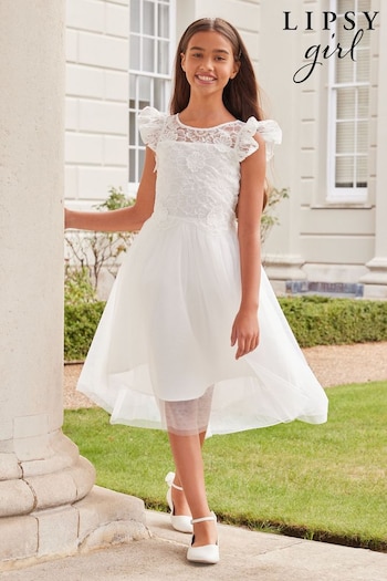 Lipsy White Lace Bodice Occasion Dress (5-16yrs) (K69265) | £56 - £64