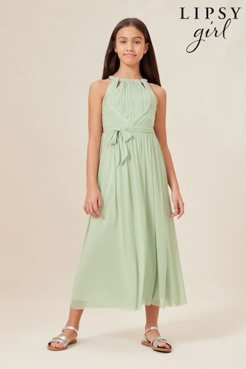 Lipsy Sage Green Cut Out Midi Occasion Dress -Teen (K69267) | £48 - £54