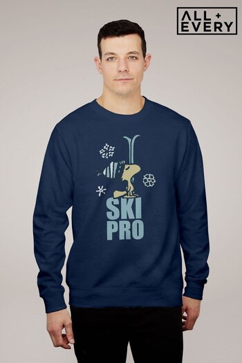 All + Every Navy Peanuts Woodstock Ski Pro Men's Sweatshirt (K69327) | £36