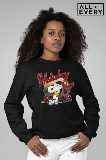 All + Every Black Peanuts Holiday Hugs Christmas Women's Sweatshirt (K69335) | £36
