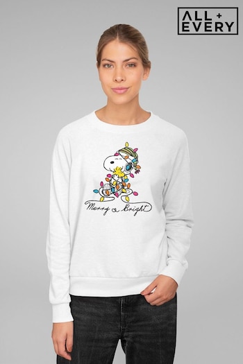 All + Every White Peanuts Merry And Bright Snoopy Christmas Women's Sweatshirt (K69336) | £36