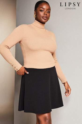 Lipsy Black Jersey Curve Flippy Mini Skater Skirt (K69395) | £20