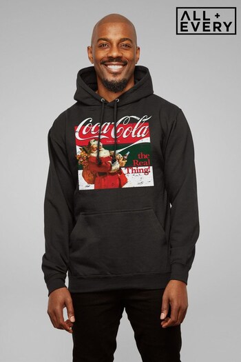 All + Every Black Coca Cola The Real Thing Christmas Men's Hooded Sweatshirt (K69468) | £40