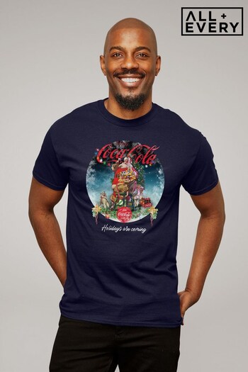 All + Every Navy Coca Cola Santa At The Jdi Tree Men's T-Shirt (K69469) | £23