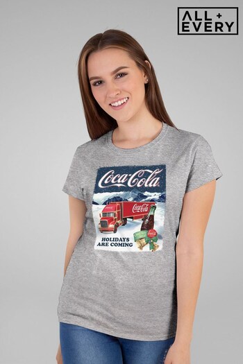 All + Every Grey Marl Coca Cola Good Taste For All Christmas Truck Women's T-Shirt (K69471) | £23