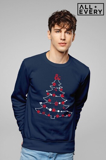 All + Every Navy Dungeons & Dragons Christmas Tree Dice Baubles Men's Sweatshirt (K69472) | £36