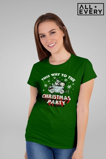 All + Every Bottle Green Betty Boop Christmas This Way To The Xmas Party Women's T-Shirt (K69473) | £23