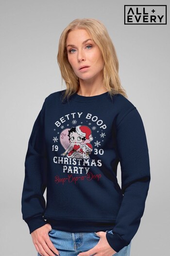 All + Every Navy Betty Boop Christmas Party Boop Oop A Doop Women's Sweatshirt (K69474) | £36
