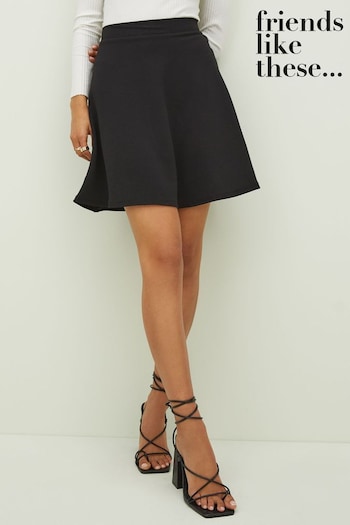 Friends Like These Black Jersey A Line Flowy Mini Skirt (K69671) | £24