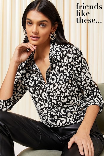 Friends Like These Black/White Pocket Detail 3/4 Sleeve Jersey Shirt (K69759) | £24