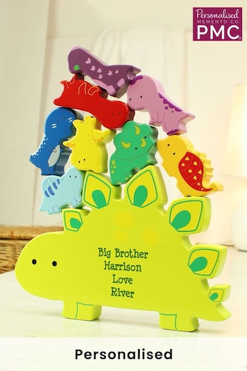 Personalised Free Text Wooden Dinosaur Stacker Toy by PMC (K69955) | £25