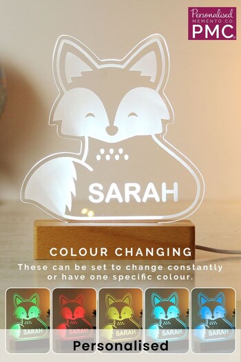 Personalised Fox Wooden Based LED Light by PMC (K69961) | £22
