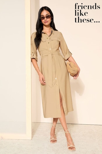 Tops & T-shirts Cream Roll Sleeve Utility Tailored Dress (K70044) | £52