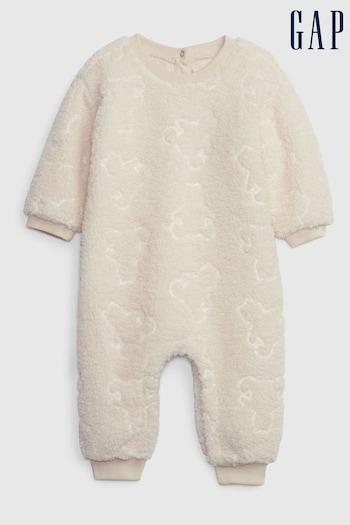 Gap Cream Sherpa Fleece Long Sleeve Sleepsuit (Newborn - 24mths) (K70072) | £30