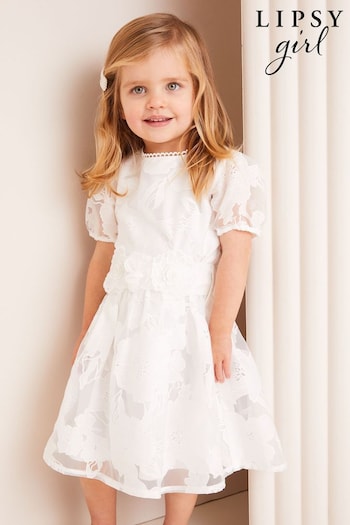Lipsy White Baby Organza Corsage Occasion Dress (0mths-2yrs) (K70126) | £42 - £44