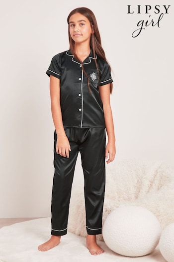 Lipsy Black Satin Shirt And Long Leg Pyjamas (K70131) | £22 - £30