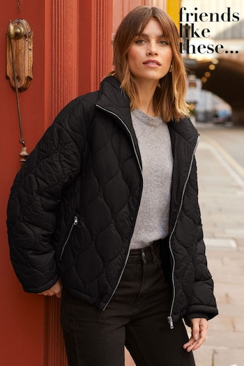 Friends Like These Black Relaxed Qulited Jacket (K70144) | £57
