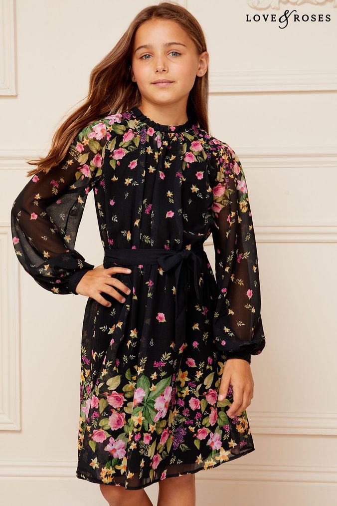 Black floral dress next hotsell