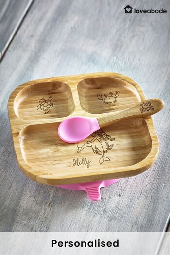 Personalised Feeding Wooden Plate by Loveabode (K70265) | £22