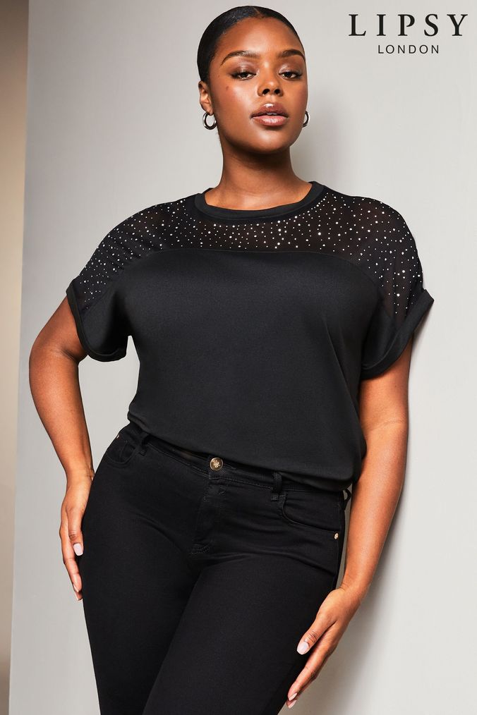 Buy Women s T Shirts Lipsy Lace Tops Online Next UK