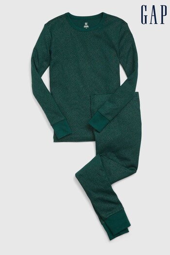 Gap Green Organic Cotton Long Sleeve Christmas Pyjama Set (K70392) | £20