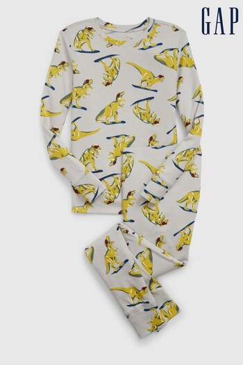 Gap Grey/Yellow Organic Cotton Dinosaur Pyjamas (K70409) | £20