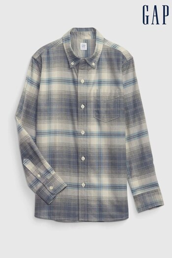 Gap Grey Brushed Oxford Long Sleeve Shirt striped (K70416) | £25