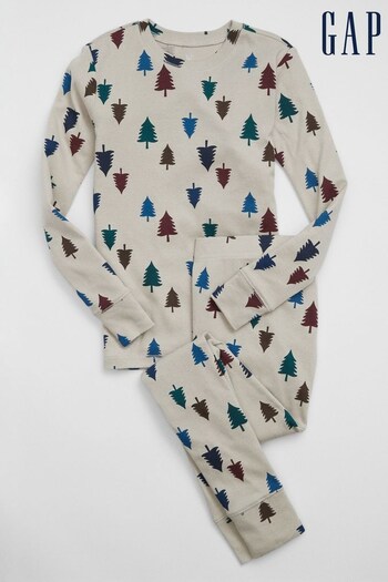 Gap Brown Organic Cotton Christmas Tree Pyjama Set (K70418) | £25