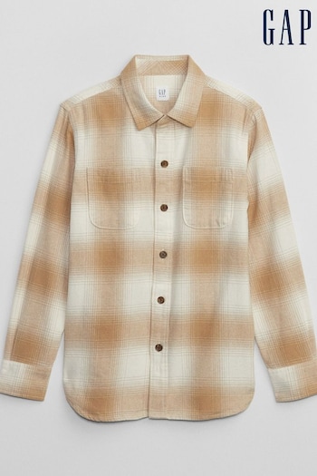 Gap Beige Check Flannel Long Sleeve Shirt (4-13yrs) (K70419) | £20