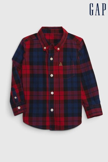 Gap Red Organic Cotton Tartan Flannel Long Sleeve Shirt (K70432) | £18