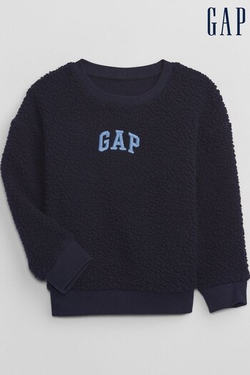 Gap Blue Logo Sherpa Long Sleeve Crew Neck Sweatshirt (K70440) | £20