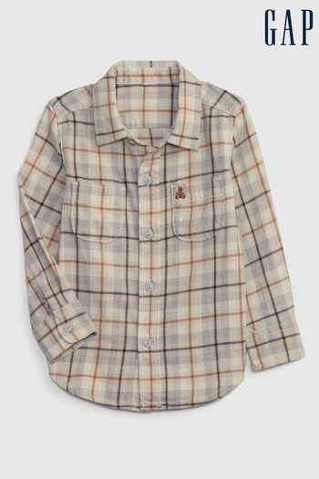 Gap Brown Organic Cotton Brannan Bear Flannel Shirt (K70448) | £18
