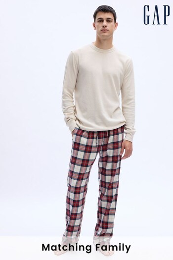 Gap Red & White Relaxed Flannel Check Pyjama Bottoms (K70499) | £35