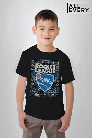 All + Every Black Rocket League Christmas Knit Kids T-Shirt (K70536) | £19