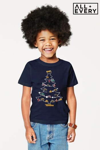 All + Every French Navy Tonka Christmas Tree Kids T-Shirt (K70540) | £19