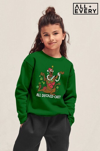 All + Every Bottle Green Scooby Doo Christmas All Decked Out Kids Sweatshirt (K70571) | £26